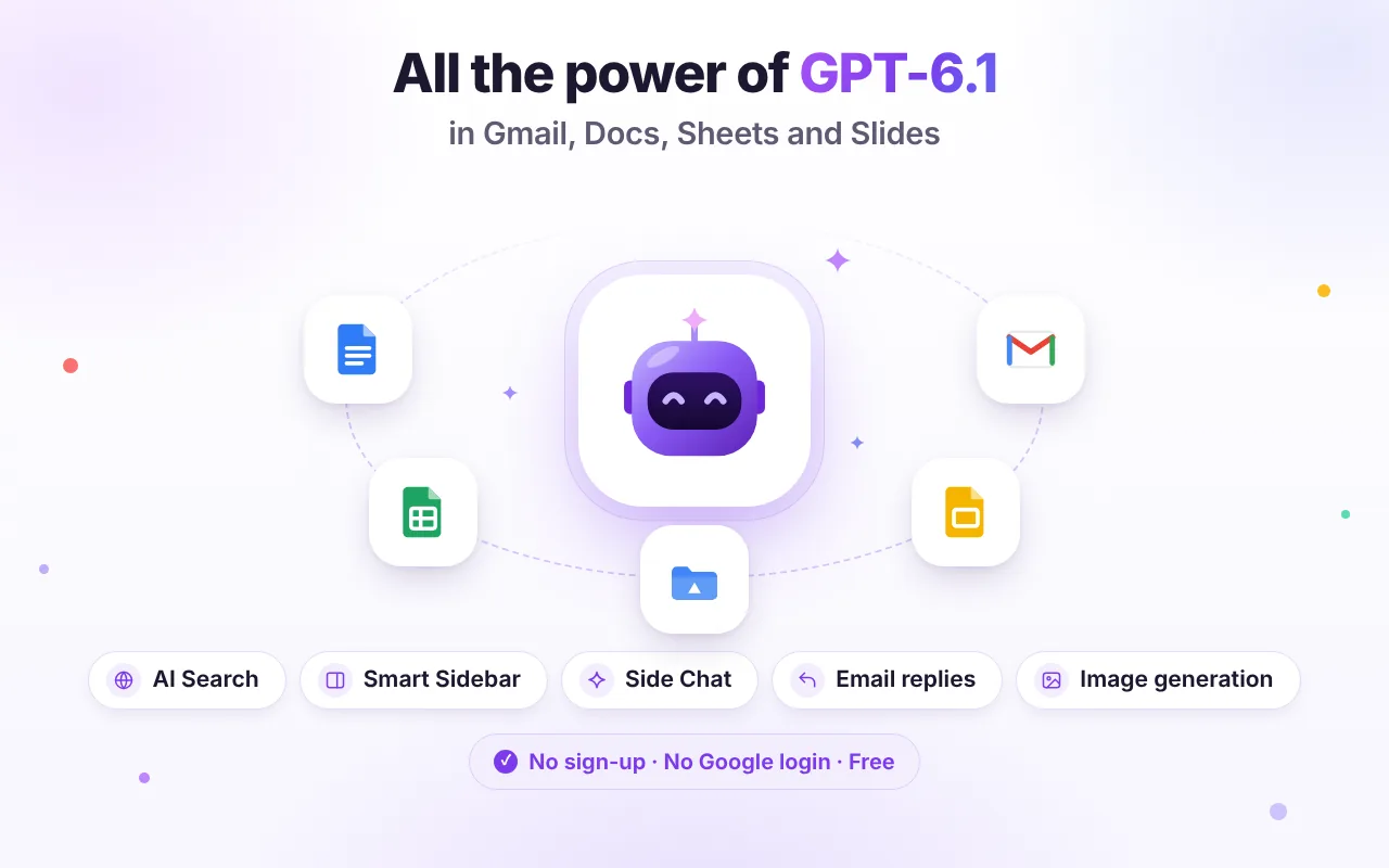 GPT-6.1 Workspace works in Gmail, Google Docs, Sheets, Slides and Drive