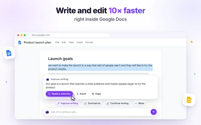 AI writing in Google Docs