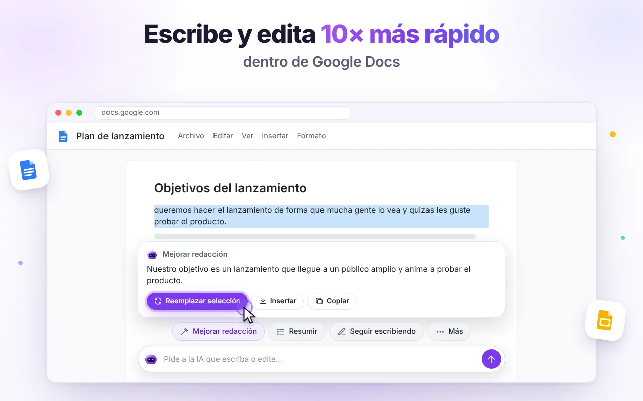 Escribe dentro de Google Docs